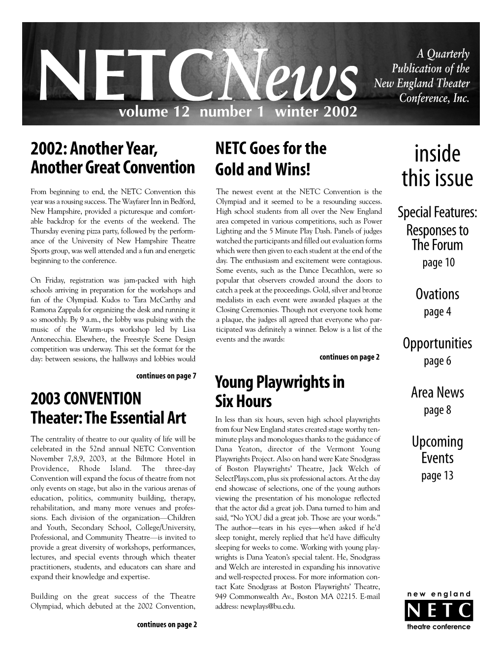 NETC News, Vol. 12, No. 1, Winter 2003