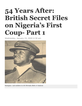 54 Years After: British Secret Files on Nigeria's First