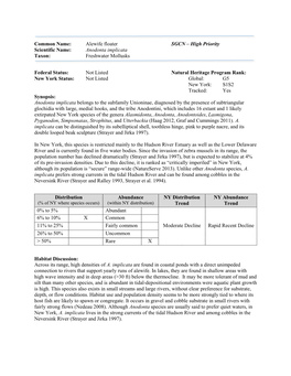 NYSDEC SWAP High Priority SGCN Freshwater Mollusks