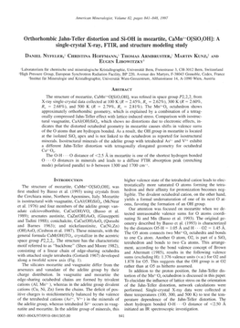 Orthorhombic Jahn-Teller Distortion and Si-OH in Mozartite