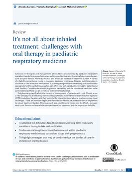 Challenges with Oral Therapy in Paediatric Respiratory Medicine