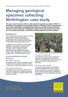 Managing Geological Specimen Collecting: Writhlington Case Study