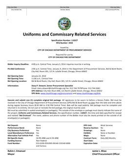 Uniforms and Commissary Related Services