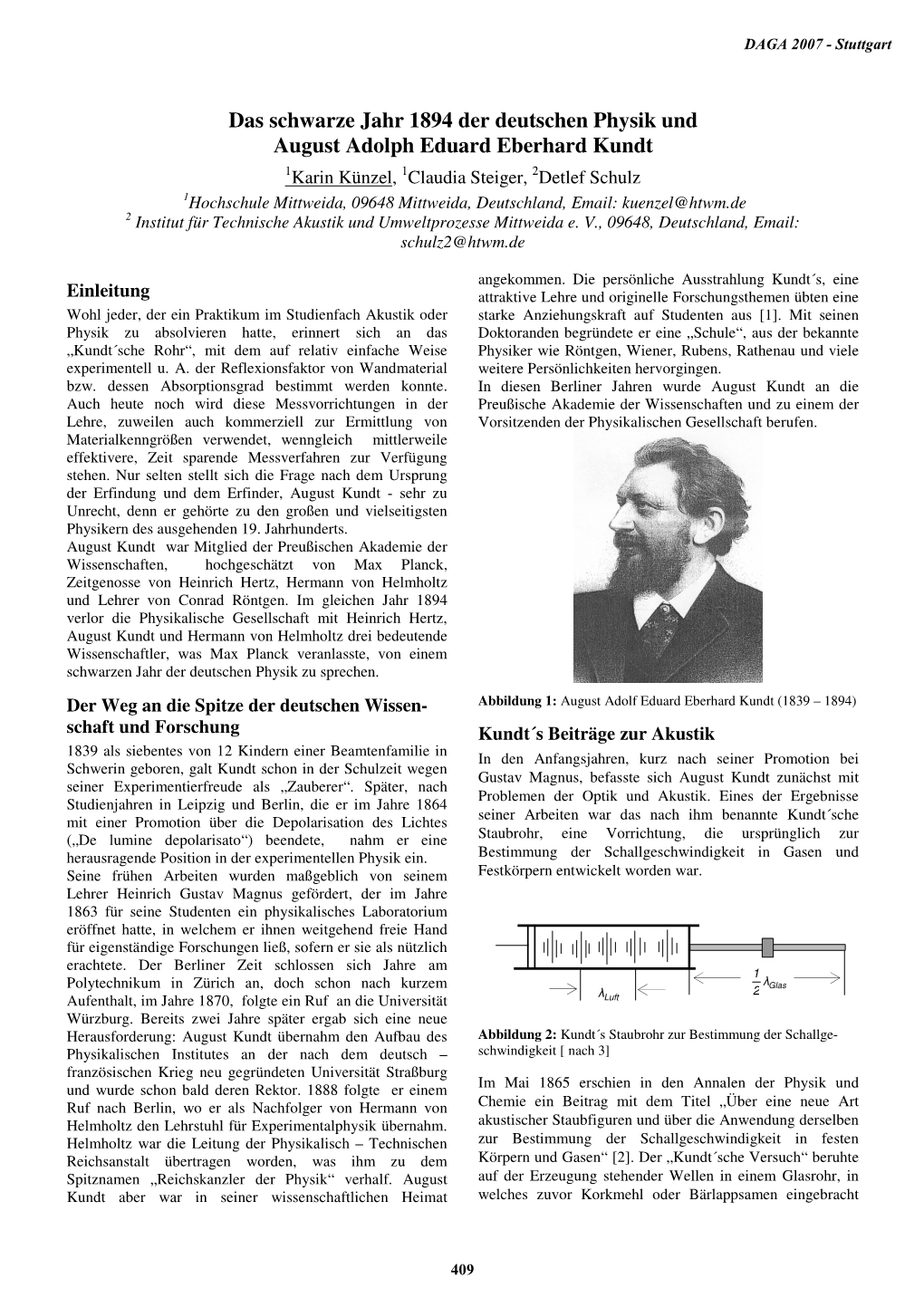 Das Schwarze Jahr 1894 Der Deutschen Physik Und August