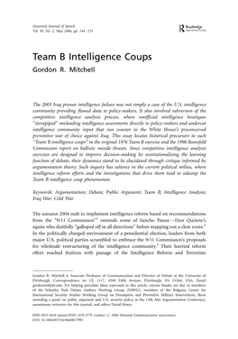 Team B Intelligence Coups Gordon R
