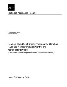 Preparing the Songhua River Basin Water Pollution Control and Management Project (Cofinanced by the Cooperation Fund for the Water Sector)
