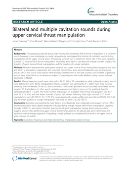 Bilateral and Multiple Cavitation Sounds During Upper Cervical Thrust