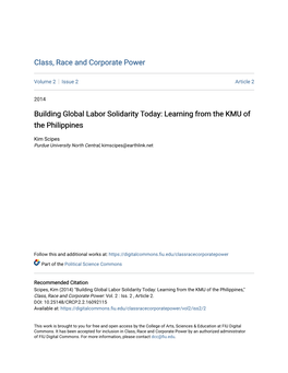 Building Global Labor Solidarity Today: Learning from the KMU of the Philippines