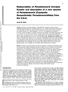 Redescription of Parastenocaris Brevipes Kessler and Description of a New Species of Parastenocaris (Copepoda: Harpacticoida: Parastenocarididae) from the U.S.A