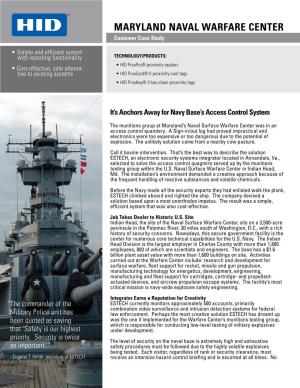Maryland Naval Warfare Center Case Study