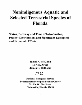 N Onindigenous Aquatic and Selected Terrestrial Species of Florida