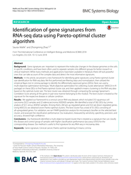 Identification of Gene Signatures from RNA-Seq Data Using Pareto-Optimal Cluster Algorithm Saurav Mallik1 and Zhongming Zhao1,2*