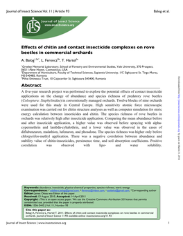 Effects of Chitin and Contact Insecticide Complexes on Rove Beetles in Commercial Orchards