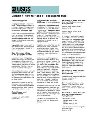 Lesson 4–How to Read a Topographic Map