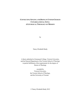 By Nancy Elizabeth Hardy a Thesis Submitted to Emmanuel College