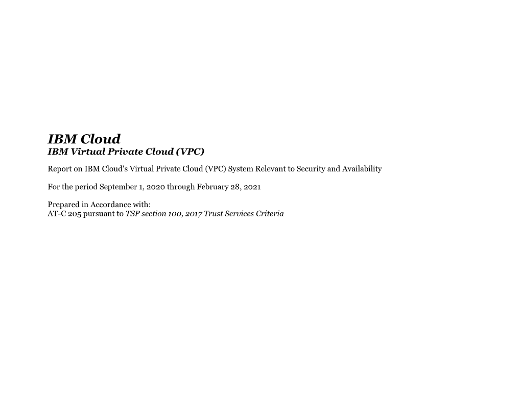 IBM Cloud VPC SOC 3 Report
