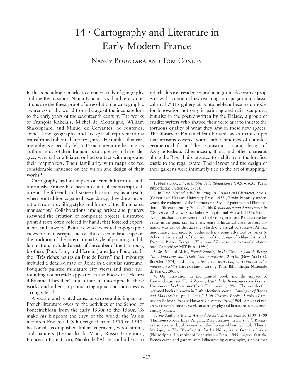 Cartography and Literature in Early Modern France Nancy Bouzrara and Tom Conley