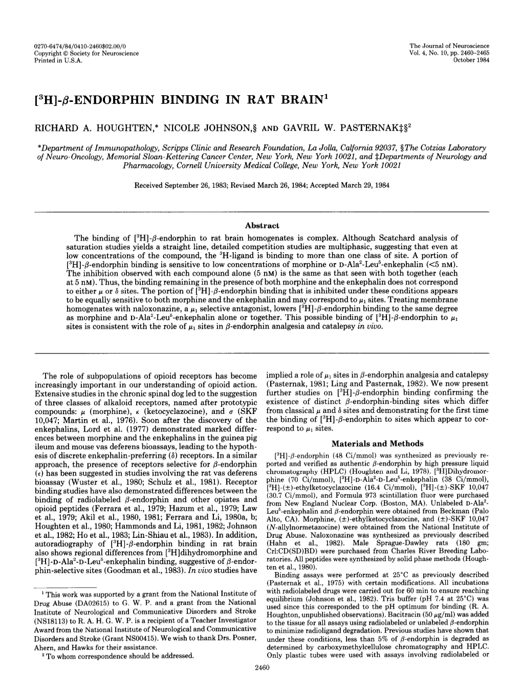 Endorphin Binding in Rat Brain’