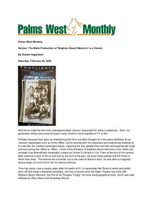 Palms West Monthly Review
