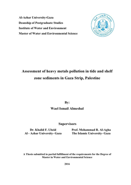 Assessment of Heavy Metals Pollution in Tide and Shelf Zone Sediments in Gaza Strip, Palestine