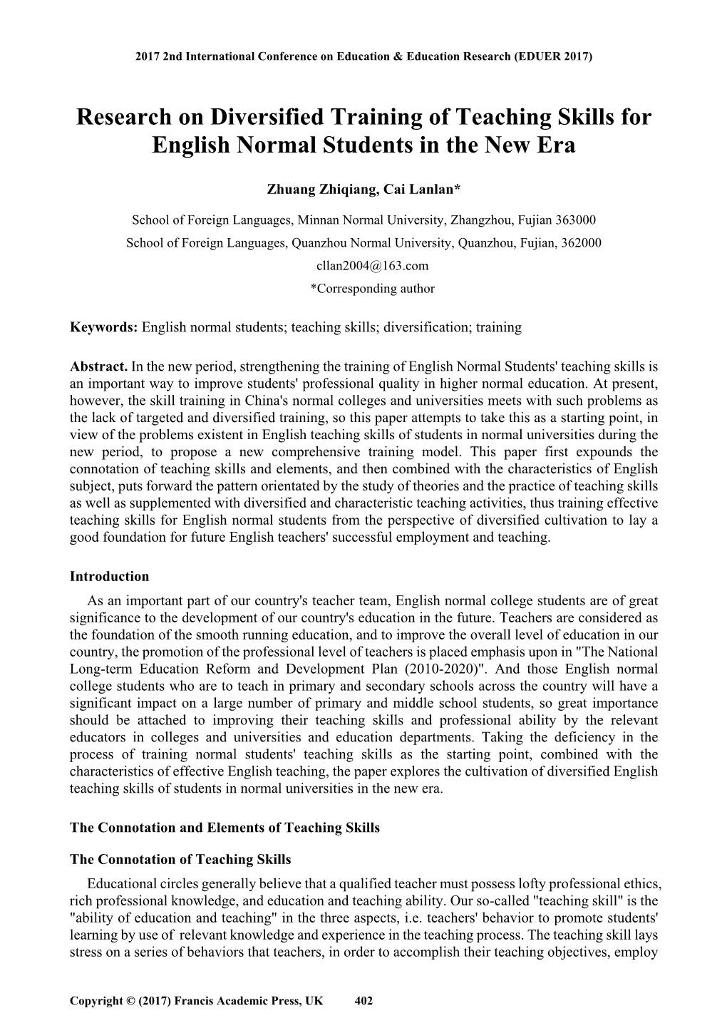 Research on Diversified Training of Teaching Skills for English Normal Students in the New Era