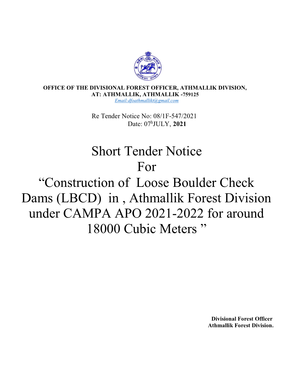 Short Tender Notice