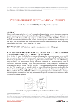 Event-Related Brain Potentials (ERP): an Overview