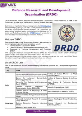 Defence Research and Development Organisation (DRDO)