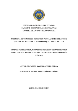 Universidad Central Del Ecuador Facultad De Ciencias Administrativas Carrera De Administración Pública