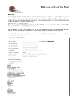 Bias Incident Reporting Form