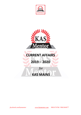 Current Affairs 2019 – 2020 Kas Mains