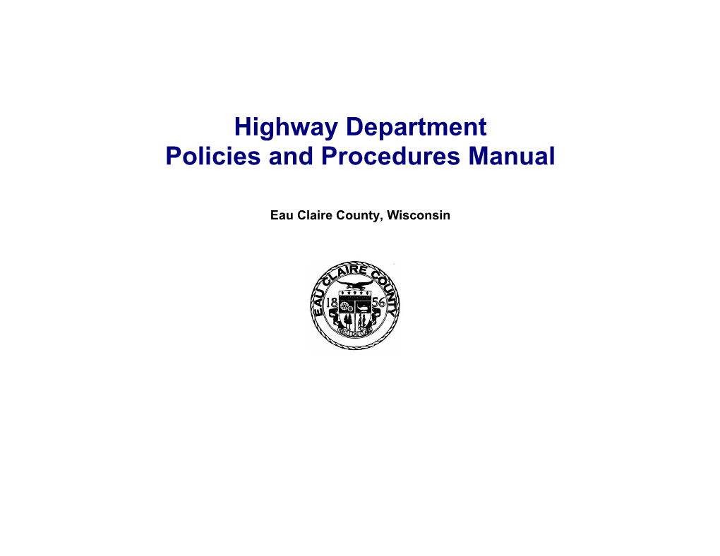 Highway Department Policies and Procedures Manual