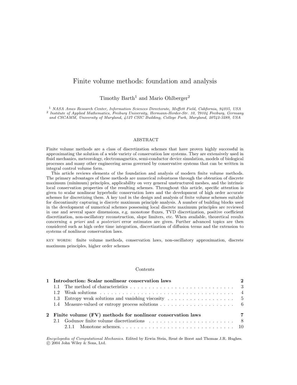 Finite Volume Methods: Foundation and Analysis