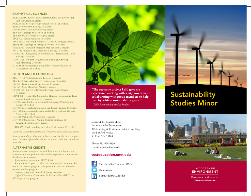Sustainability Studies Minor