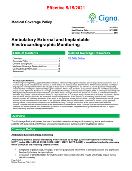 Ambulatory External and Implantable Electrocardiographic Monitoring
