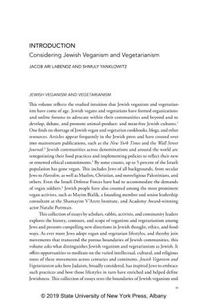 INTRODUCTION Considering Jewish Veganism and Vegetarianism