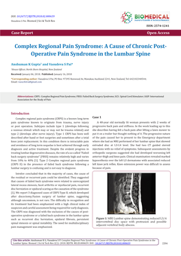 A Cause of Chronic Post-Operative Pain Syndrome in the Lumbar Spine