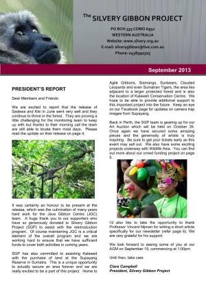 SILVERY GIBBON PROJECT Newsletterthe Page 1 September 2013 SILVERY GIBBON PROJECT