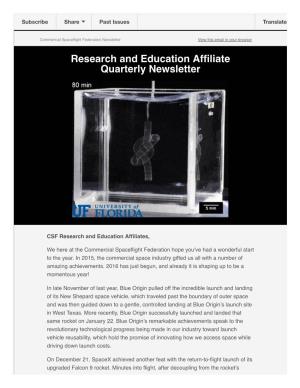 CSF Research and Education Winter 2016