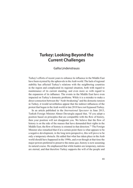 Turkey: Looking Beyond the Current Challenges