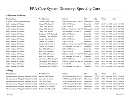 Specialty Care Clinic and Provider Directory