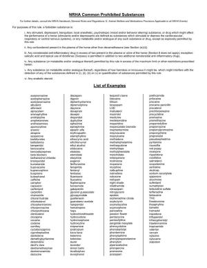 Example List of Forbidden Substances