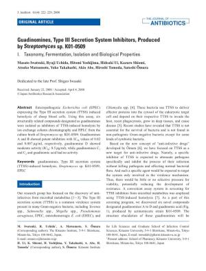 Guadinomines, Type III Secretion System Inhibitors, Produced by Streptomyces Sp