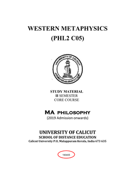 Western Metaphysics (Phl2 C05)
