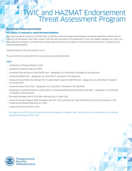 TWIC and HAZMAT Endorsement Threat Assessment Program