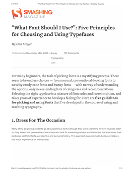 “What Font Should I Use?”: Five Principles for Choosing and Using Typefaces