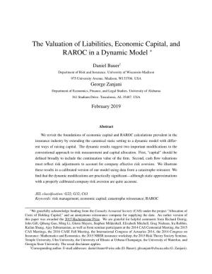 The Valuation of Liabilities, Economic Capital, and RAROC in a Dynamic Model ∗