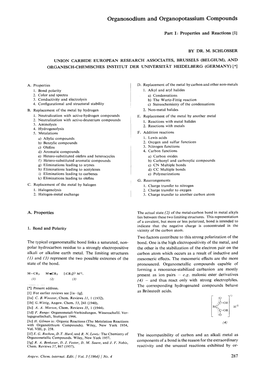 Organosodium and Organopotassium Compounds Part I: Properties And