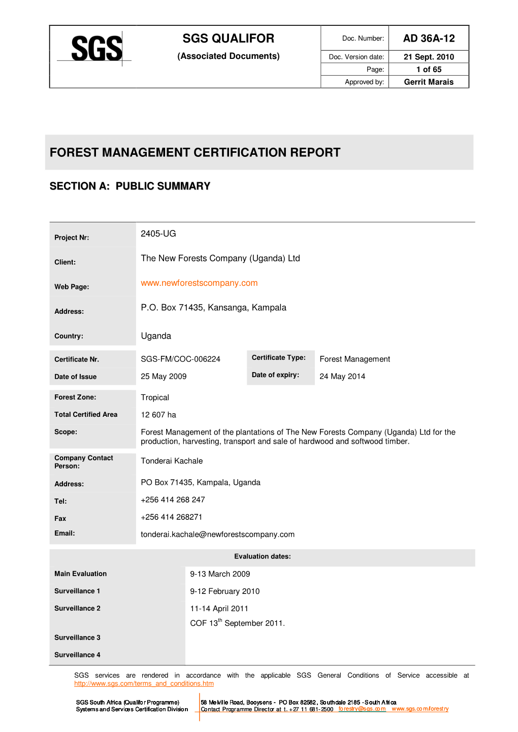 Sgs Qualifor Forest Management Certification