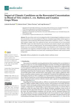Impact of Climatic Conditions on the Resveratrol Concentration in Blend of Vitis Vinifera L